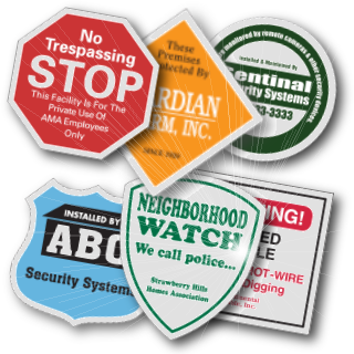 Variety of custom reflective security stickers & decals.