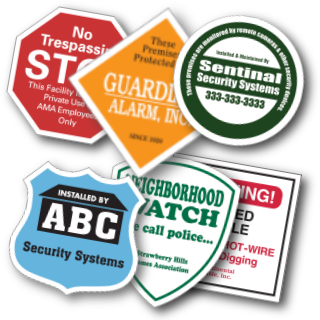 Variety of custom security decals & stickers.